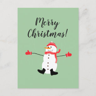 Carte Postale Joyeux Noël mignon Snowman Frosty