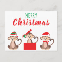 Joyeux Noël Mignons singes Casquettes de Noël
