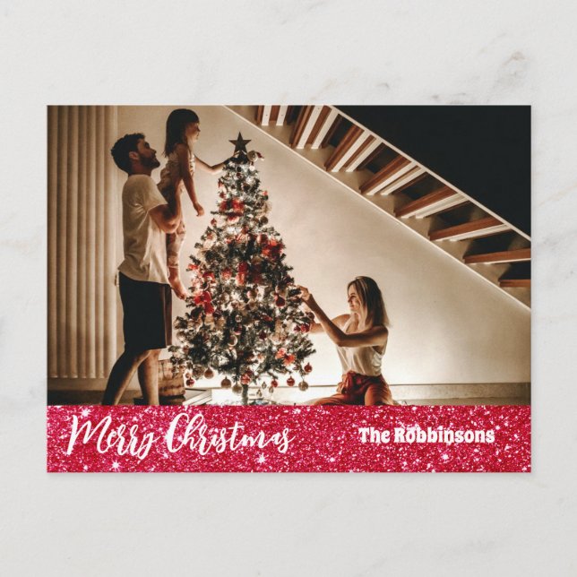 Carte Postale Joyeux Noël Modèle photo Salutation vacances (Devant)