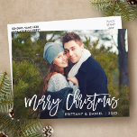 Carte Postale Joyeux Noël Moderne Brush Script Photo<br><div class="desc">Brochure moderne Script Joyeux Noël Photo Carte postale</div>
