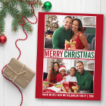 Carte Postale Joyeux Noël moderne Famille 2 Photo Rouge<br><div class="desc">Carte postale moderne Joyeux Noël Famille Photo Vert et Rouge - 2 Photos</div>