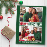 Carte Postale Joyeux Noël moderne Famille 2 Photo Vert<br><div class="desc">Carte postale moderne Joyeux Noël Famille Photo Vert et Rouge - 2 Photos</div>