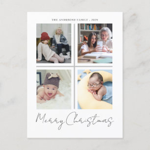Carte Postale Joyeux Noël moderne photo simple vacances