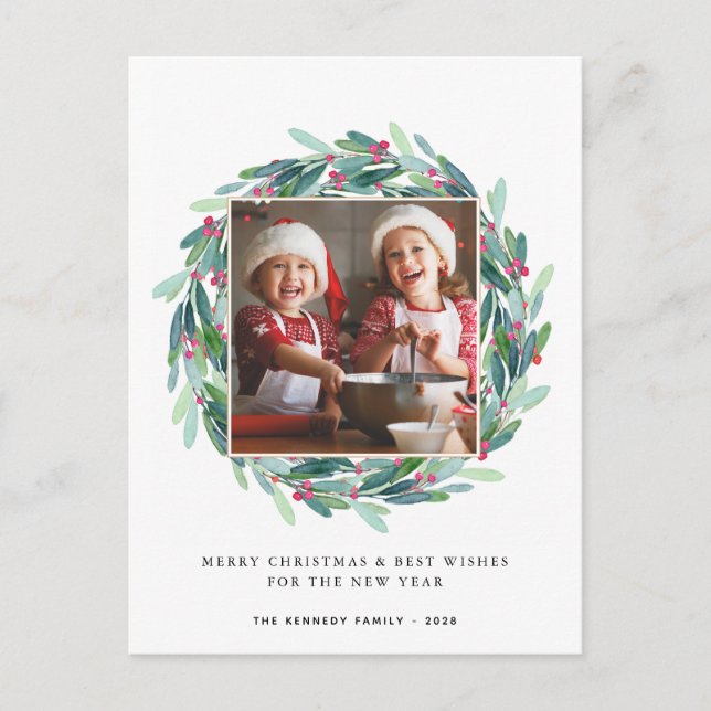 Carte Postale Joyeux Noël moderne vacances photo (Devant)