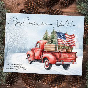 Carte Postale Joyeux Noël Nouvelle Maison Camion Rouge Vintage D
