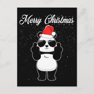 Carte Postale Joyeux Noël Panda Doigt Moyen Rude Xmas Vilain