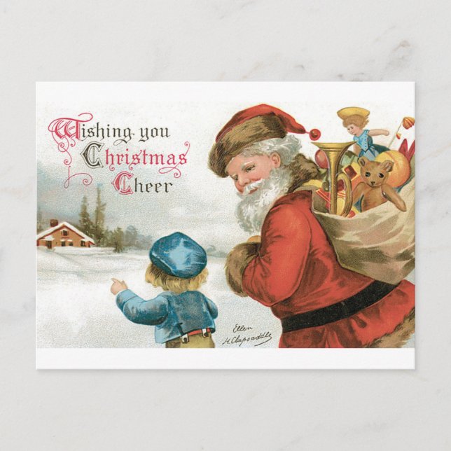 Carte Postale Joyeux Noël par Ellen Clapsaddle (Devant)