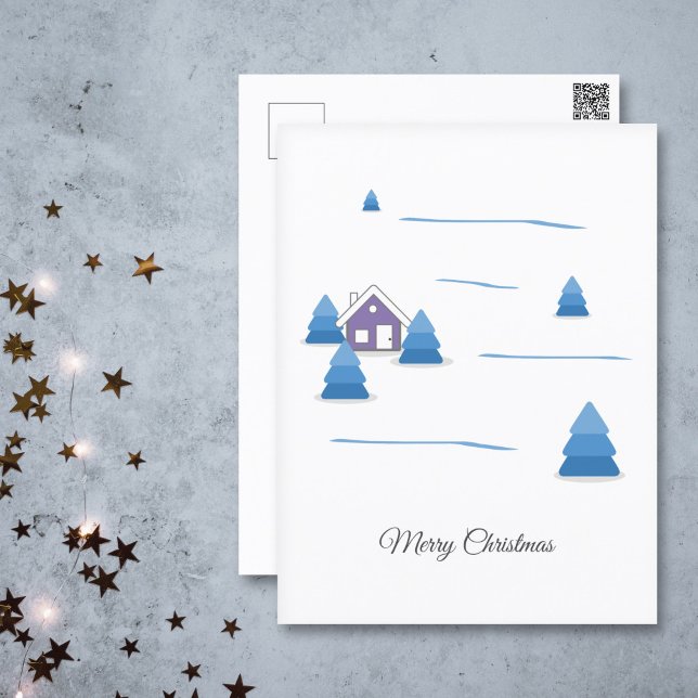 Carte Postale Joyeux Noël - Paysage enneigé (Merry Christmas & Snowy Landscape Postcard)