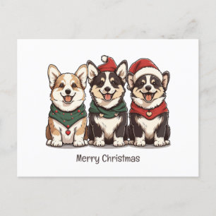 Carte Postale Joyeux Noël Pembroke Welsh Corgi Chiens