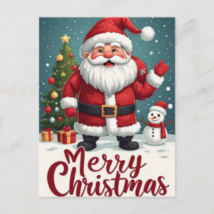 Carte Postale Joyeux Noël Père Noël Design Festif Classique