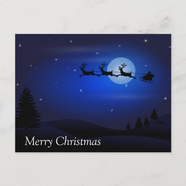 Carte Postale Joyeux Noël Père Noël Sleigh (Devant)