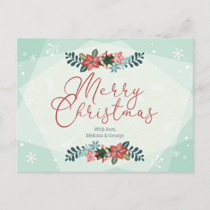 Carte Postale Joyeux Noël personnalisé avec amour Floral