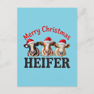 Carte Postale Joyeux Noël personnalisé Génisse drôle de vache de