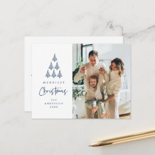 Carte Postale Joyeux Noël, photo de famille au sapin de Noël
