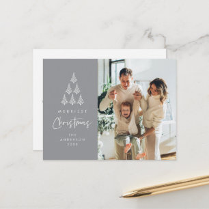 Carte Postale Joyeux Noël, photo de famille au sapin de Noël