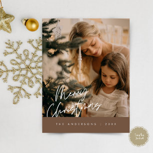 Carte Postale Joyeux Noël Photo de famille, bleu marine