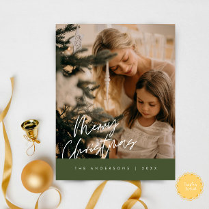 Carte Postale Joyeux Noël Photo de famille, bleu marine