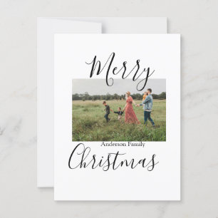 Carte Postale Joyeux Noël photo de famille moderne élégant rusti