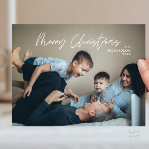 Carte Postale Joyeux Noël Photo de famille Moderne Minimaliste