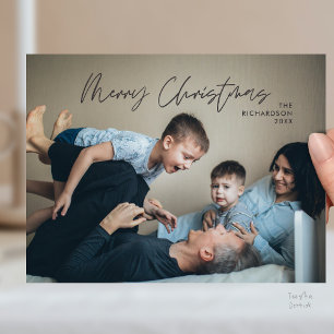 Carte Postale Joyeux Noël Photo de famille Moderne Minimaliste