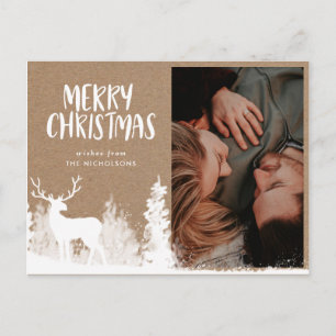 Carte Postale Joyeux Noël   Photo en papier Kraft White Stag