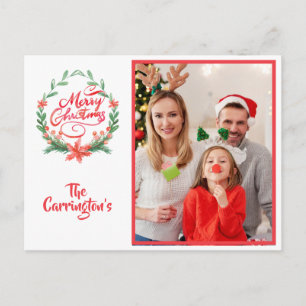 Carte Postale Joyeux Noël Photo Festive de la couronne