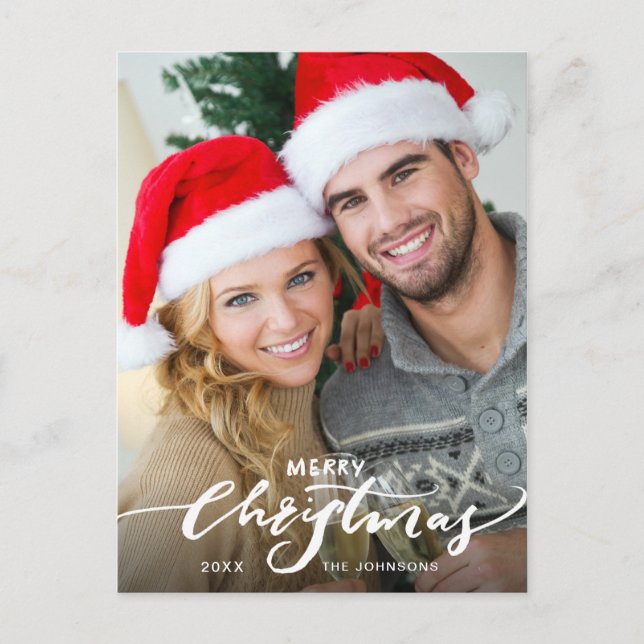 Carte Postale Joyeux Noël PHOTO Moderne Salutation vacances (Devant)