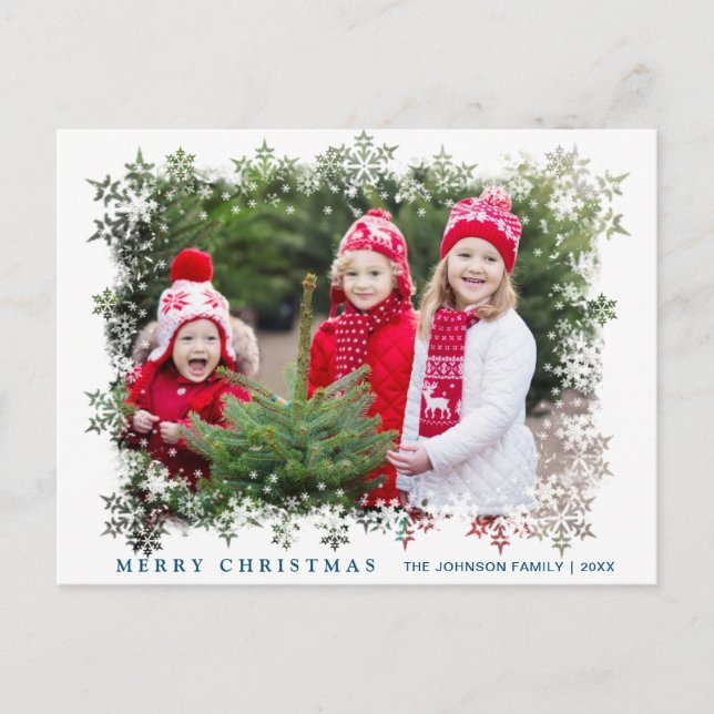 Carte Postale Joyeux Noël PHOTO Moderne Salutation vacances (Devant)