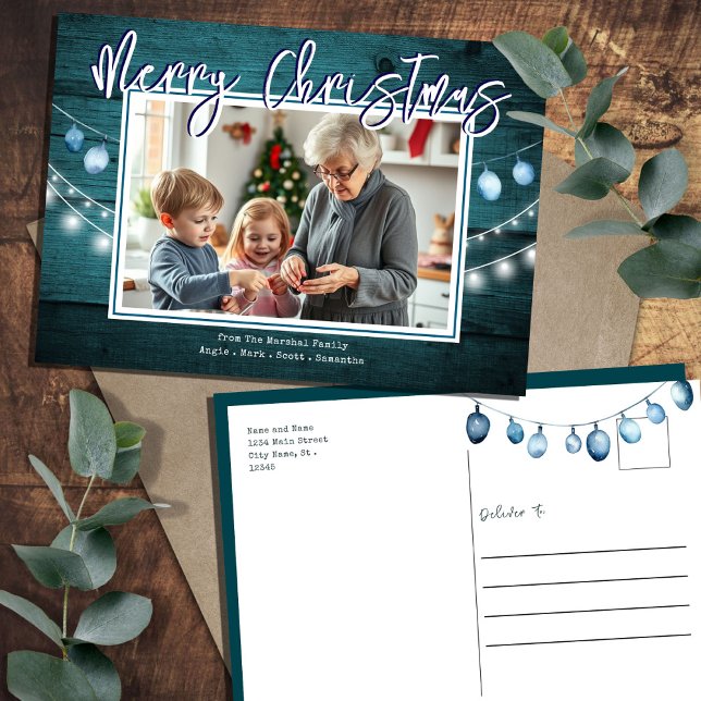 Carte Postale Joyeux Noël Photos en Bois Rustique (Créateur téléchargé)