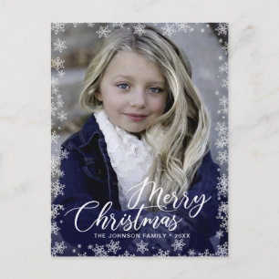 Carte Postale Joyeux Noël Pinceau de neige Script PHOTO Salutati