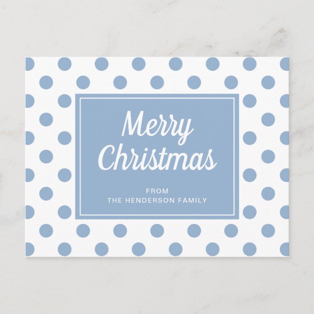 Carte Postale Joyeux Noël Poussière Bleu Points (Devant)