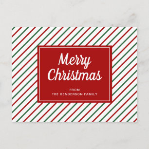 Carte Postale Joyeux Noël Rayé Blanc Rouge
