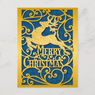 Carte Postale Joyeux Noël Reindeer Silhouettes Snowflake