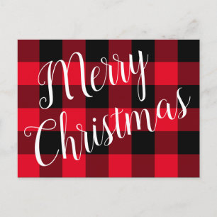 Carte Postale Joyeux Noël Rouge et noir Buffalo Plaid