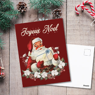 Carte Postale Joyeux Noel Rouge Noël Vintage Père Noël