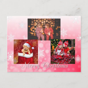 Carte Postale Joyeux Noël Rouge Photo personnalisée