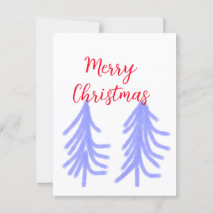 Carte Postale Joyeux Noël rouge violet pastel pin eau