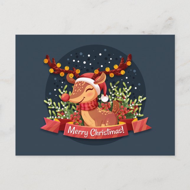 Carte Postale Joyeux Noël Rudolph (Devant)