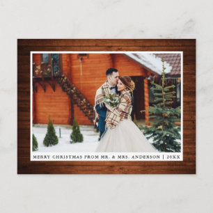 Carte Postale Joyeux Noël Rustique Bois Mariage Photo