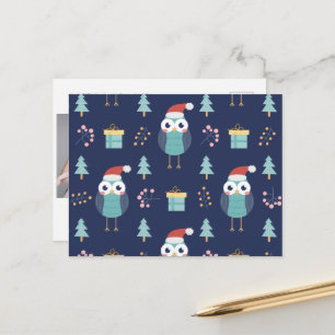 Carte Postale Joyeux Noël Santa Claus Owl