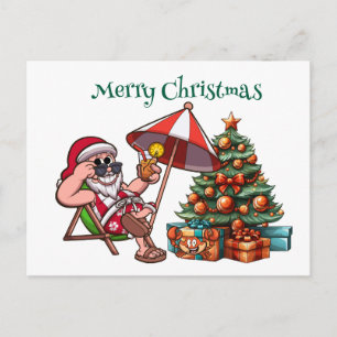 Carte Postale Joyeux Noël Santa Tropical