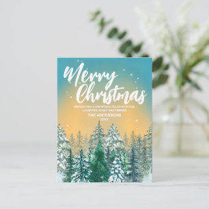 Carte Postale Joyeux Noël Simple Moderne en blanc
