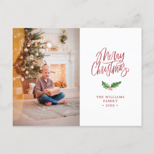 Carte Postale Joyeux Noël Simple Photo Holiday