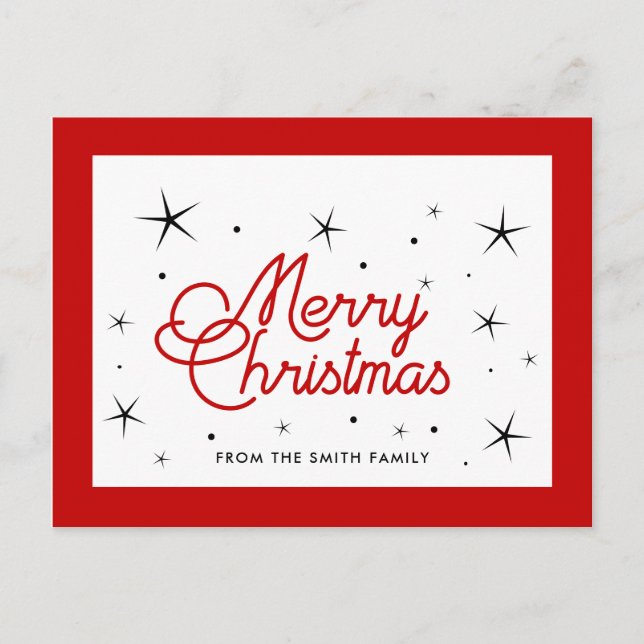 Carte Postale Joyeux Noël simple rouge et blanc (Devant)