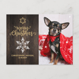 Carte Postale Joyeux Noël Snowflake et Wood Dog Photo