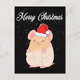 Carte Postale Joyeux Noël Souris Doigt Moyen Rude Xmas Vilain
