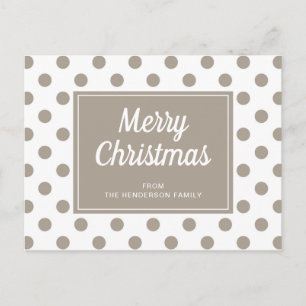 Carte Postale Joyeux Noël Taupe Beige Points