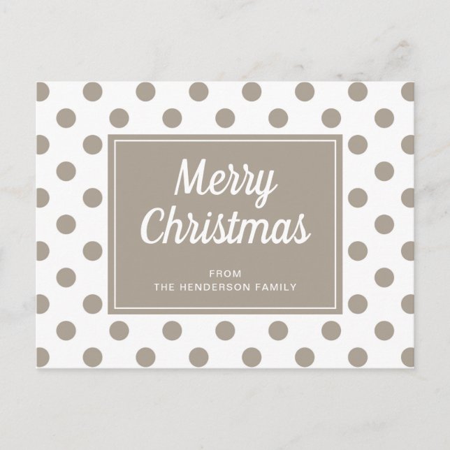 Carte Postale Joyeux Noël Taupe Beige Points (Devant)