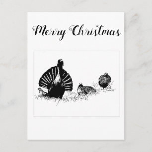 Carte Postale Joyeux Noël tétras chasseurs