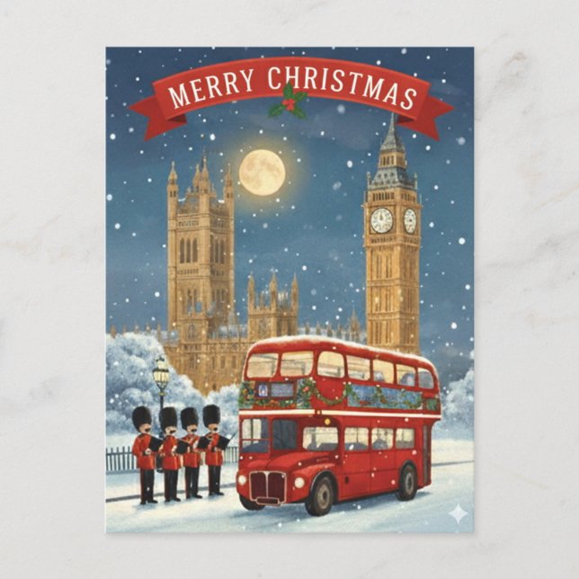 Carte Postale Joyeux Noël Thème Londres (Devant)